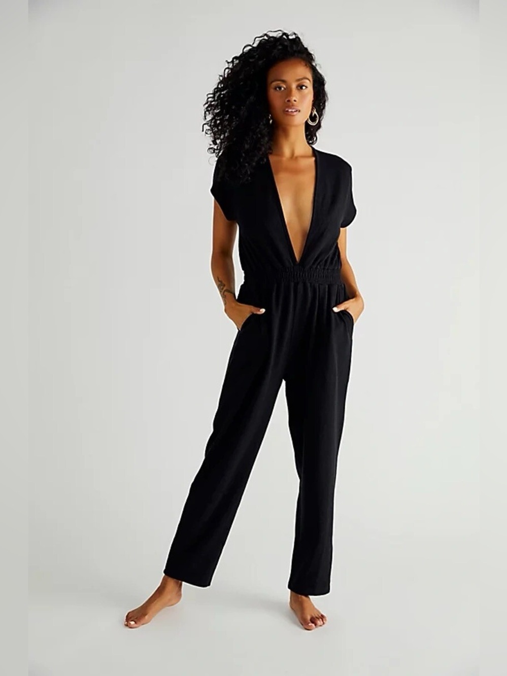 FREE PEOPLE Beach Black Rita One Piece Jumpsuit Size Small